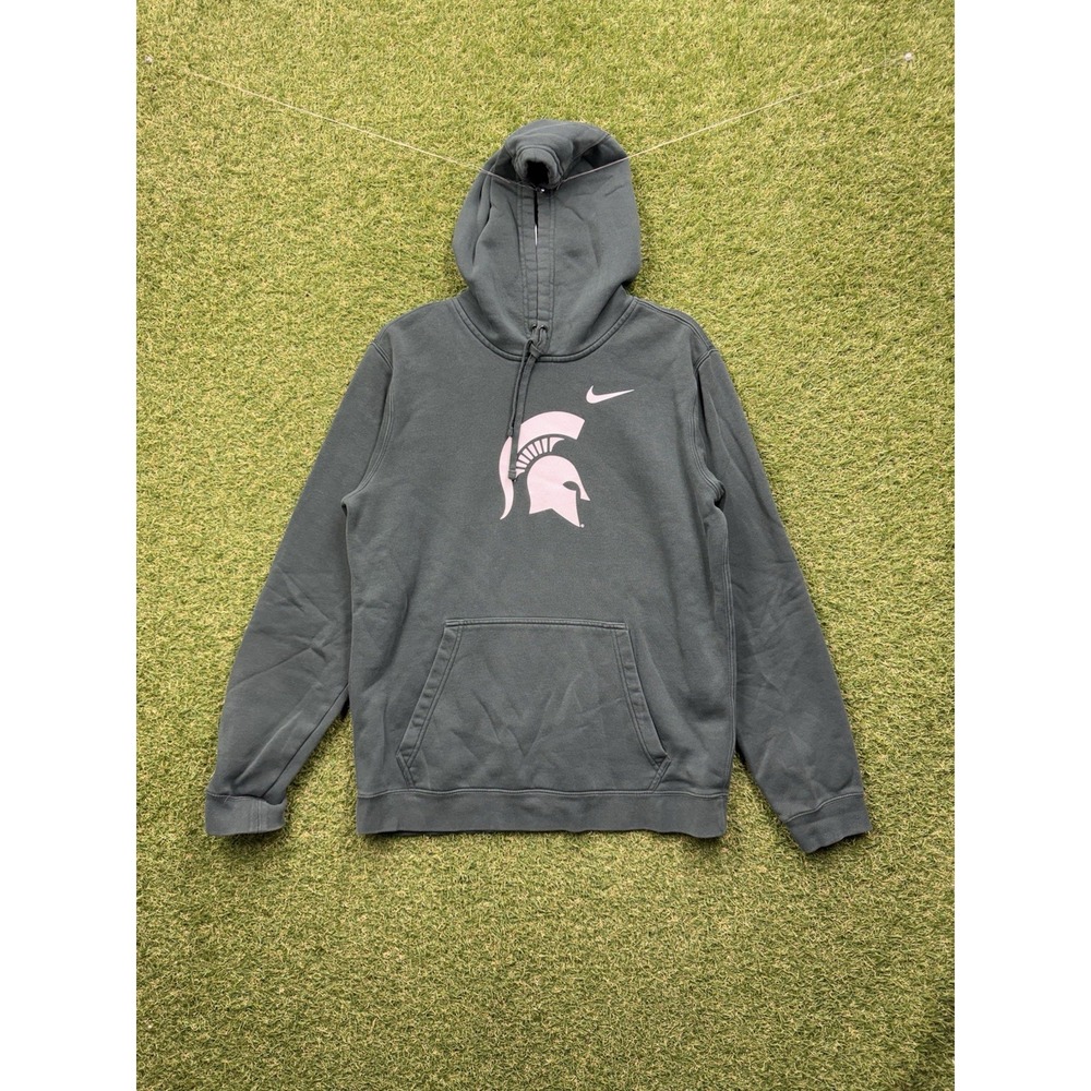 Nike Michigan State Spartans Sweatshirt Mens Large Hoodie Dri Fit Green Sports